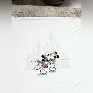 Disney Parks Holiday Mickey & Minnie Ice Skating Embroidered Blanket